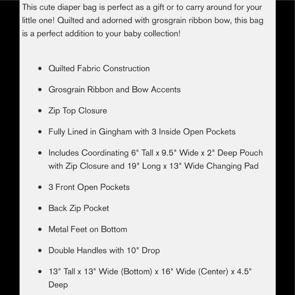 New! Happy camper quilted diaper bag w/brown trim - Picture 2 of 2